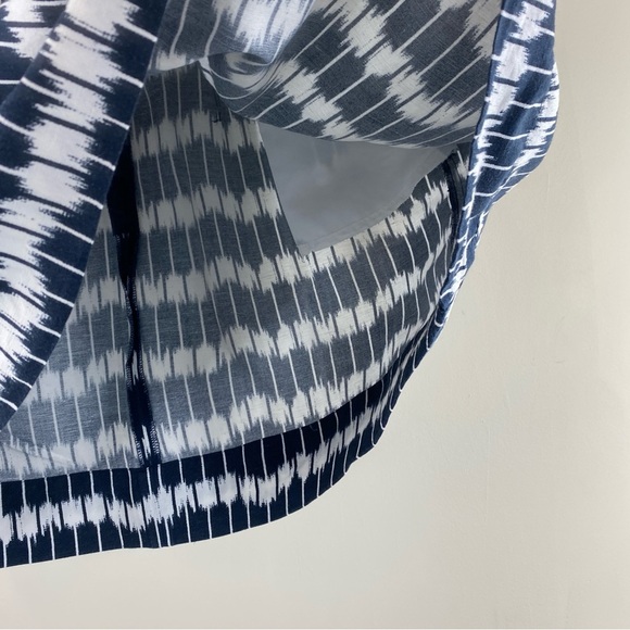 LOFT Navy and White Zigzag Unlined Linen Rayon Blend Mini Skirt Sz‎ 12 - Picture 4 of 12